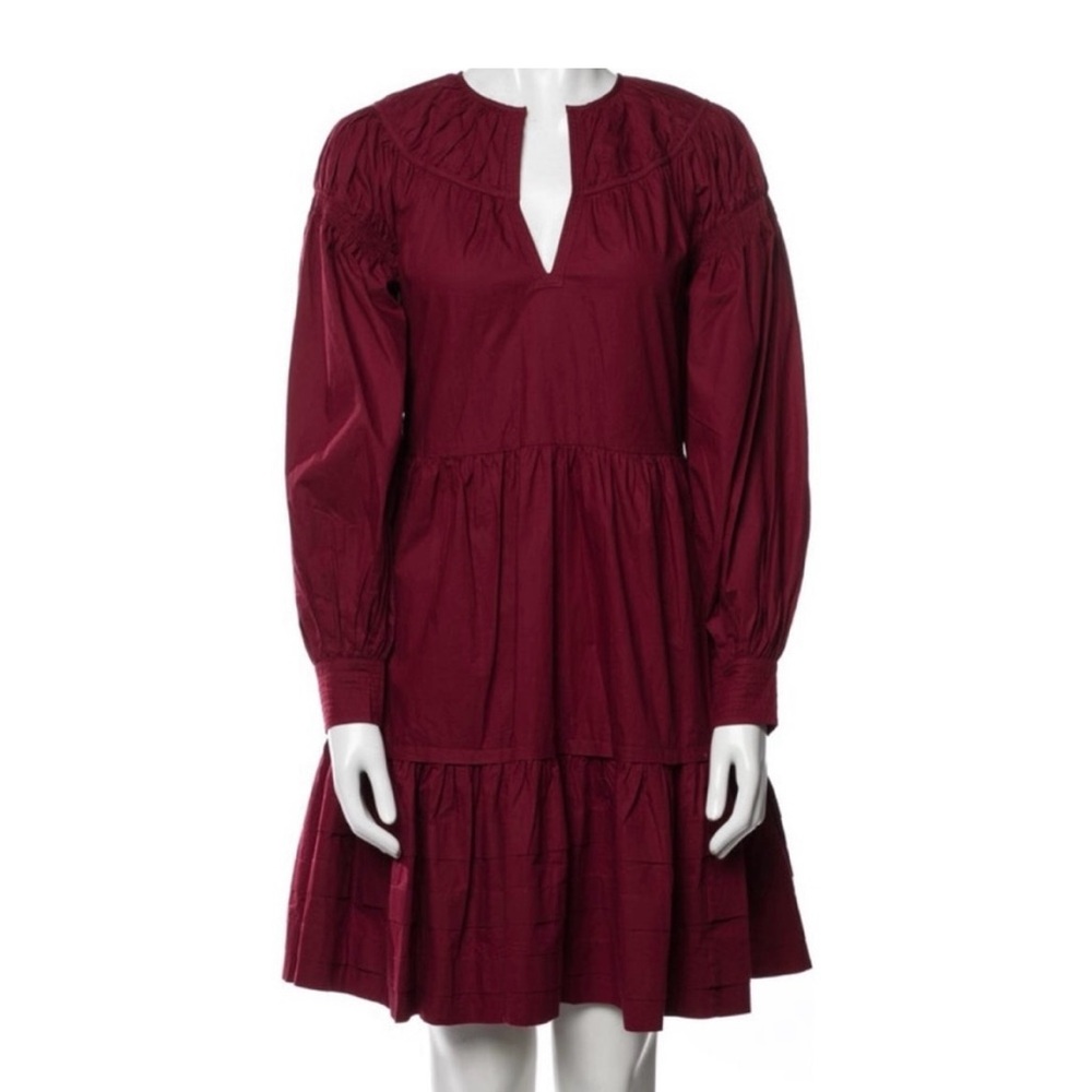 Elegant Burgundy Long Sleeve Dress